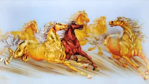 Golden Horse Sculpture Art Wallpaper