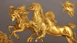 Golden Horse Sculpture Art Wallpaper