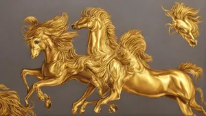 Golden Horse Sculpture Art Wallpaper