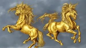 Golden Horse Statue Design Wallpaper