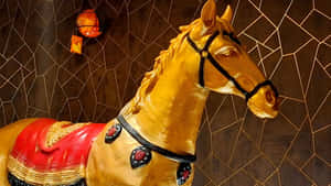 Golden Horse Statue Display Wallpaper