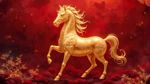 Golden Horse Statue Symbolism Wallpaper