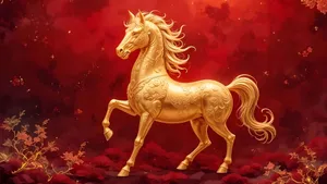 Golden Horse Statue Symbolism Wallpaper