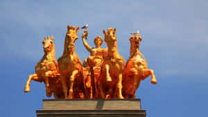 Golden Horse Statue Symbolism Wallpaper