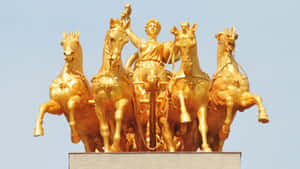 Golden Horse Statue Symbolism Wallpaper
