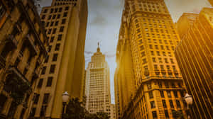 Golden Hour Cityscape Skyscrapers Wallpaper
