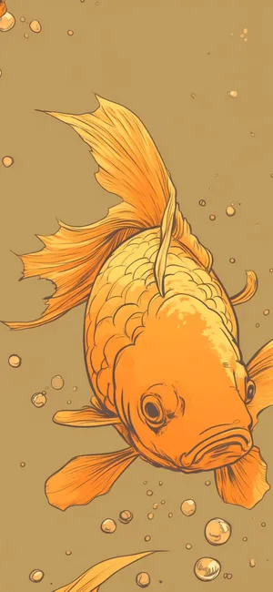 Golden_ Koi_ Fish_ Illustration Wallpaper