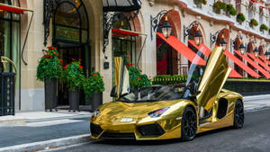 Golden Lamborghini Aventador Wallpaper