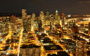 Golden Lights Of Seattle At Night Wallpaper