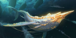 Golden Narwhal Art Wallpaper