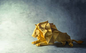 Golden_ Origami_ Lion_ Craft Wallpaper