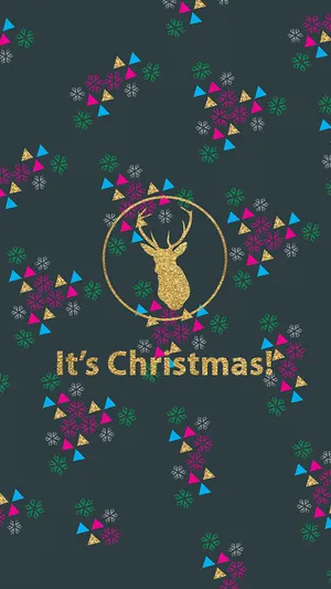 Golden Reindeer - Captivating Christmas Iphone Wallpaper Wallpaper