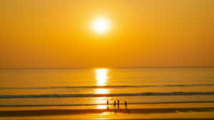 Golden Sands Basking In Sunlight At Yellow Beach Wallpaper