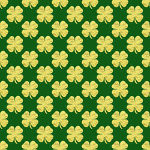 Golden Shamrock Pattern Green Background Wallpaper