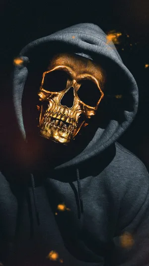Golden Skull Hoodie Portrait Wallpaper