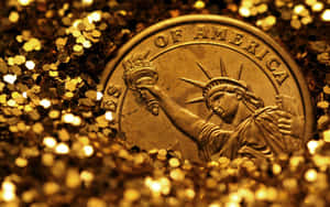 Golden Statueof Liberty Coin Wallpaper