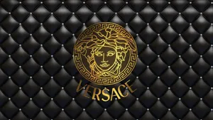 Golden Versace Logo Leather Wallpaper