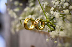 Golden Wedding Ring On Stem Wallpaper