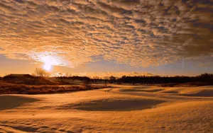 Golden Winter Sunrise Landscape Wallpaper
