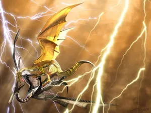 Golden Yellow Lightning Dragon Wallpaper