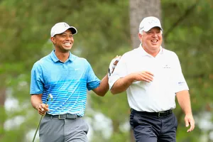 Golf Players Mark O'meara And Tiger Woods Wallpaper