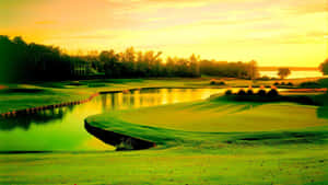 Golfers Enjoy The View At A Stunning Country Club Course Wallpaper