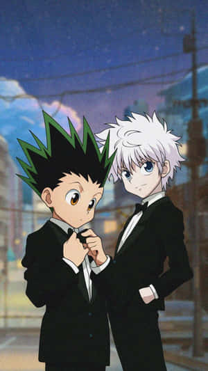 Gon And Killua In Suit Phone Wallpaper