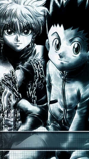 Gon And Killua Phone In B&w Wallpaper