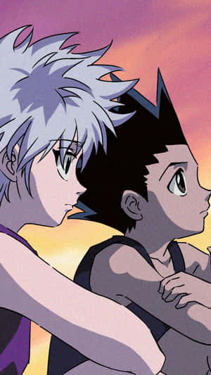 Gon And Killua Staring Phone Wallpaper