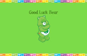 Good Luck Bear Green Background Wallpaper