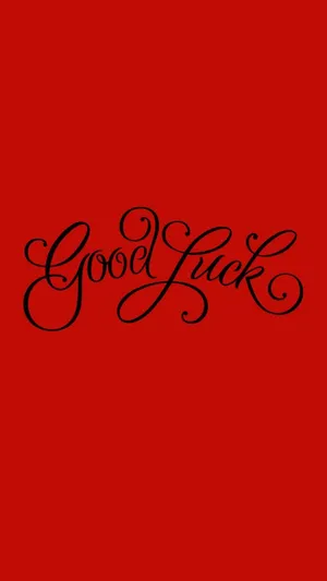 Good Luck Elegant Script Red Background Wallpaper