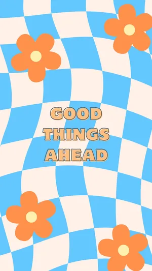 Good Things Ahead Checkerboard Floral Design Wallpaper