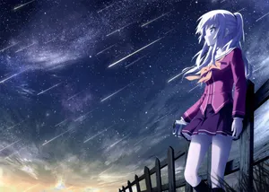 Google Anime Meteors Sky Wallpaper
