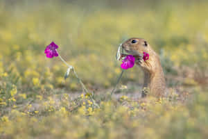 Gopher Sniffing Flower.jpg Wallpaper