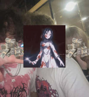 Gore Aesthetic Anime Fanartwith Money Stacks Wallpaper