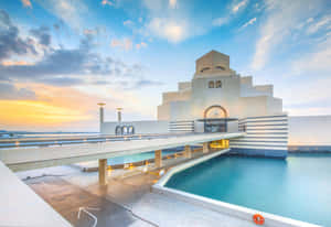 Gorgeous Blue And White Museum Of Islamic Art Wallpaper