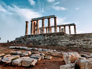 Gorgeous Stone Temple Pillars Sounion Wallpaper