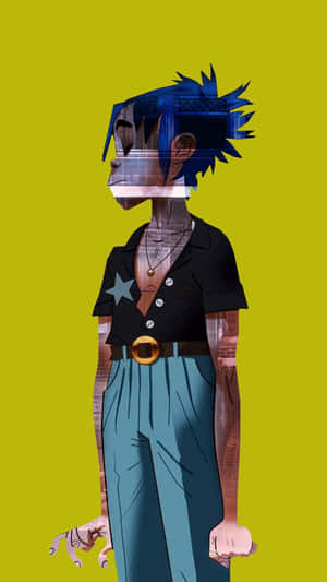 Gorillaz Iphone 2d Glitchy Face Wallpaper