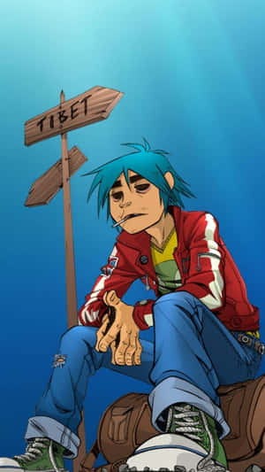 Gorillaz Iphone 2d In A Cross Road Wallpaper