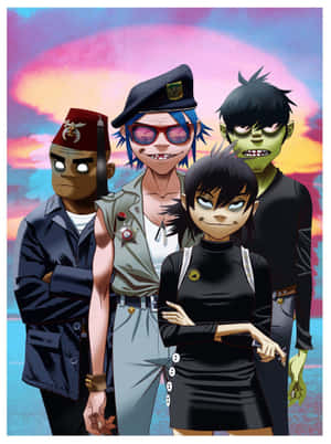 Gorillaz Iphone Band Members At The Beach Wallpaper