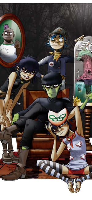 Gorillaz Iphone Fanart With Murdoc At The Center Wallpaper