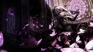 Goth Anime Girl In Cathedral Wallpaper