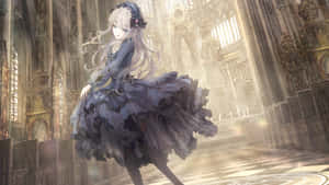 Goth Anime Girl In Cathedral Wallpaper