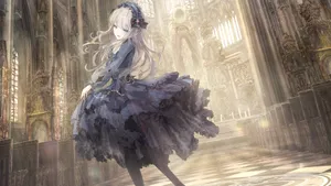 Goth Anime Girl In Cathedral Wallpaper