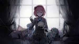 Goth Anime Girl In Dark Room Wallpaper