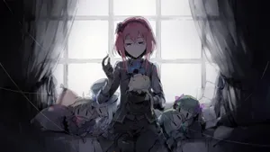 Goth Anime Girl In Dark Room Wallpaper