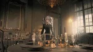 Goth Anime Girl In Elegant Room Wallpaper