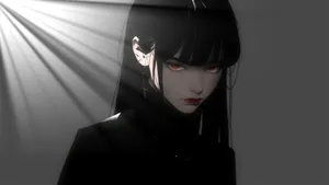 Goth Anime Girl In Shadows Wallpaper