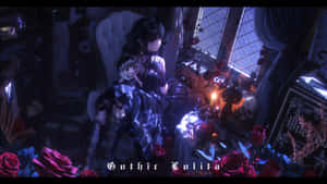 Goth Anime Girl Room Wallpaper