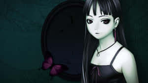 Goth Anime Girl With Butterfly Wallpaper